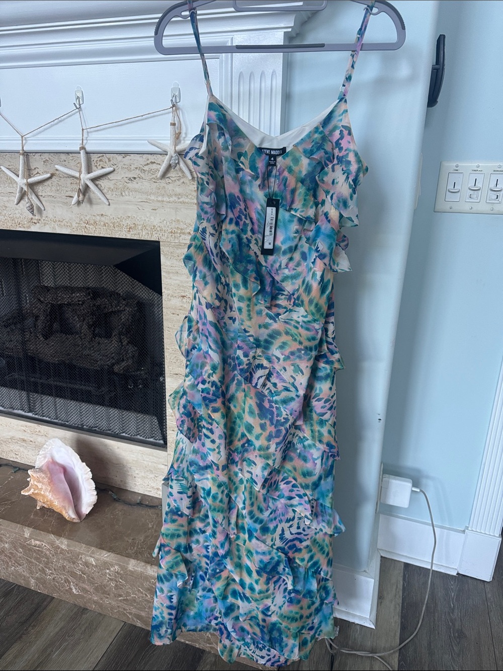 NWT Steve Madden Multicolor Pastel Ruffle  Ruffle Midi-Maxi Dress Size 4